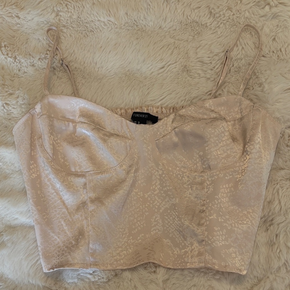 Forever 21 Pale Blush Pink Satin Bustier Crop Top